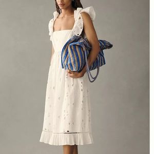 Anthropologie Tie-Back Ruffled Eyelet Dress